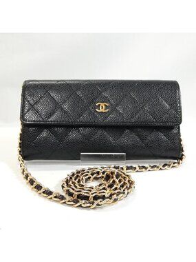 Chanel Quilted Caviar Leather Wallet Chain Shoulder Bag